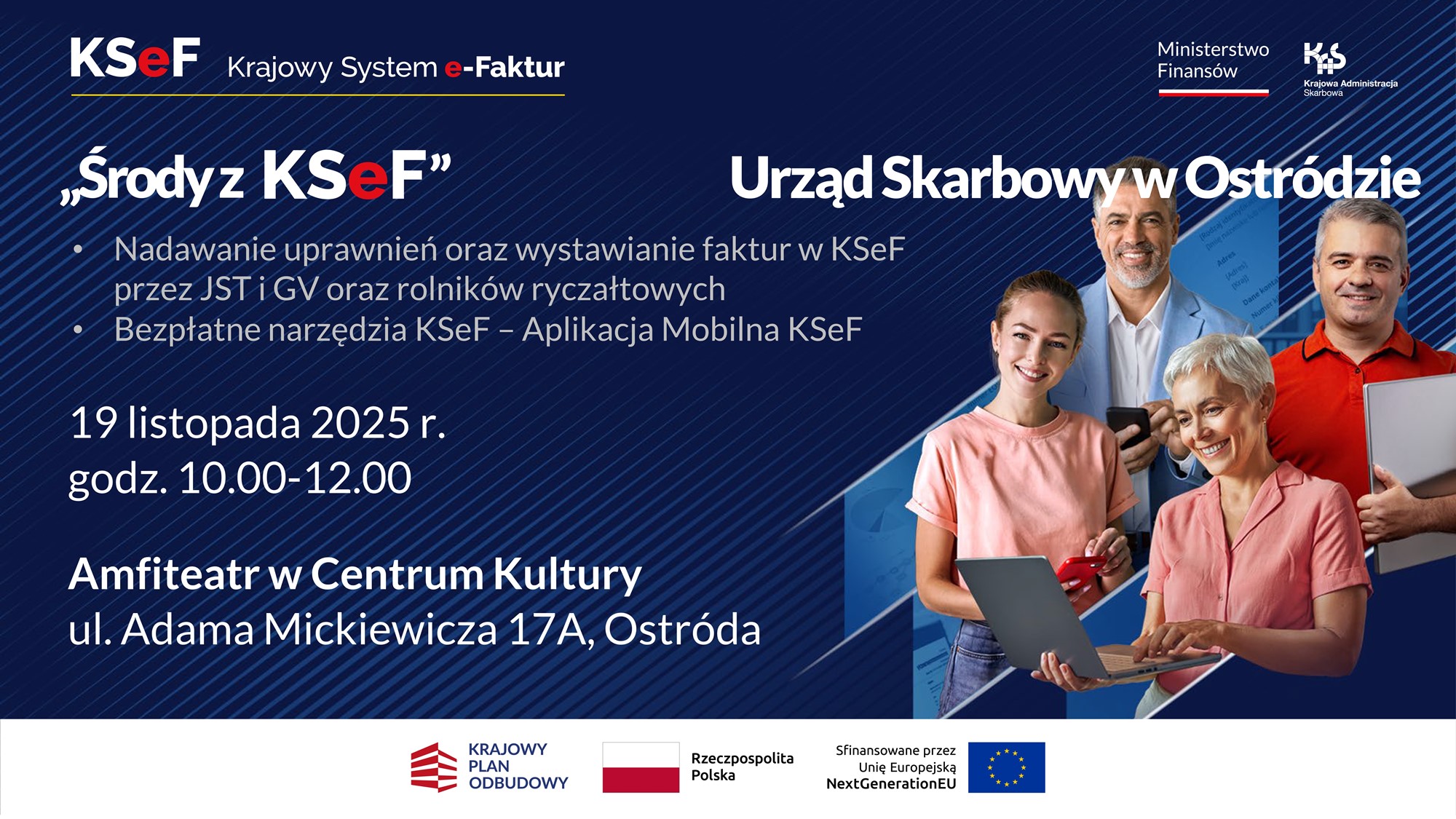 Plakat zapraszający na spotkanie o KSEF. Wszystkie informacje z plakatu znajdują się w treści artykułu.