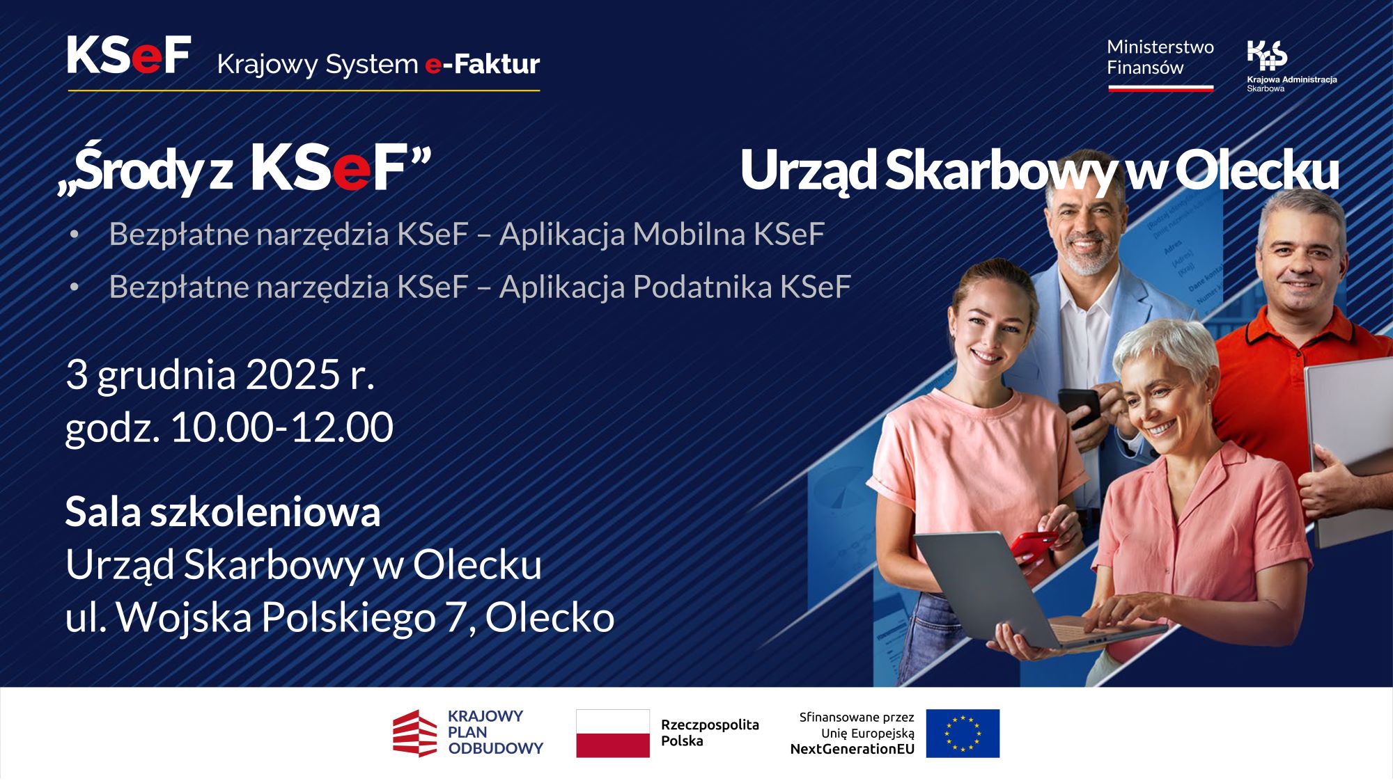 Plakat zapraszający na spotkanie o KSEF. Wszystkie informacje z plakatu znajdują się w treści artykułu.