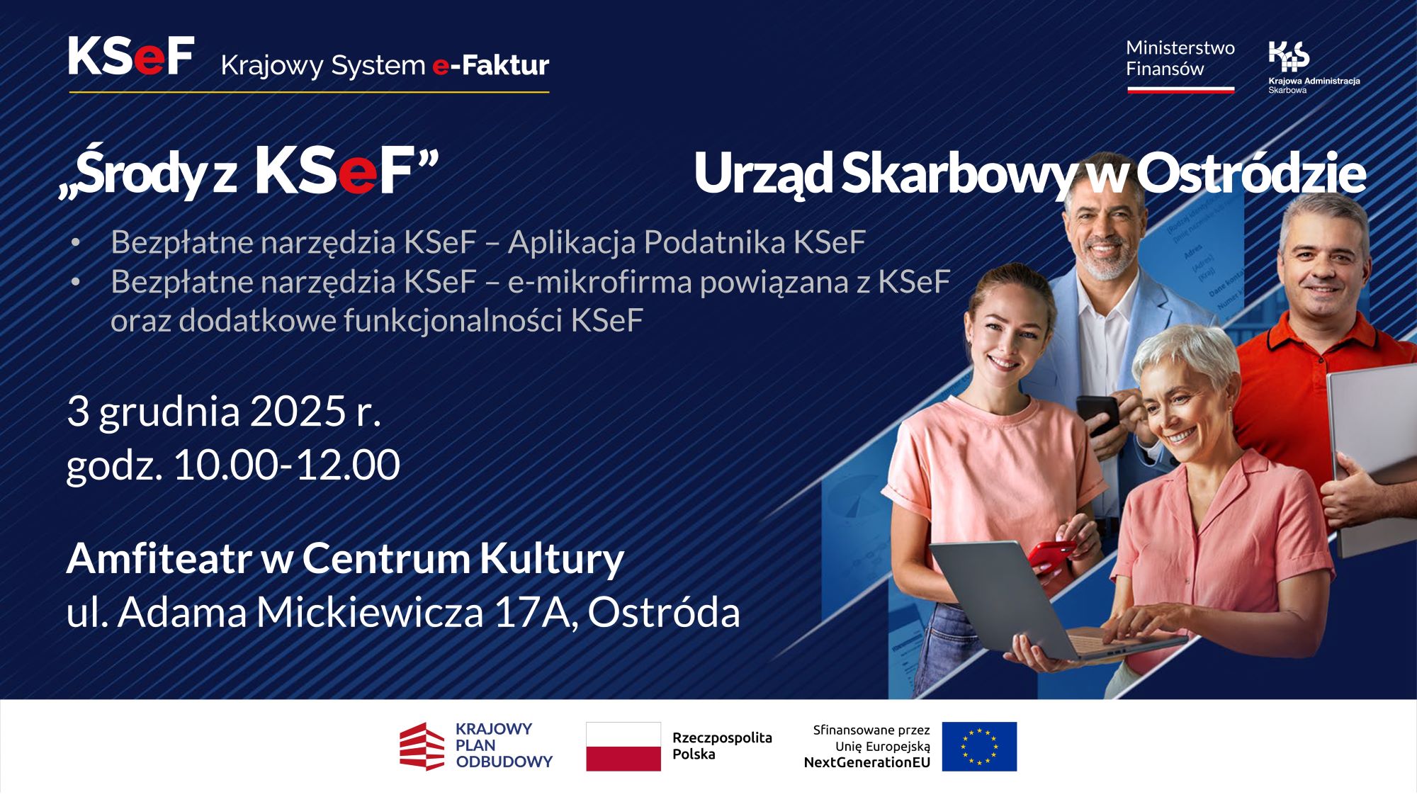 Plakat zapraszający na spotkanie o KSEF. Wszystkie informacje z plakatu znajdują się w treści artykułu.