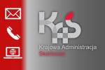 Logo Krajowej Administracji Skarbowej oraz ikony: telefon, koperta i laptop.
