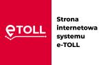 Z lewej strony napis eTOLL podkreślony linią z 3 kropkami na linii. Z prawej napis: Strona internetowa systemu e-toll.