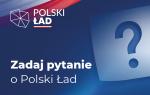 Duży znak zapytania na kartce papieru. Logo Polski Ład. Tekst: Zadaj pytanie o Polski Ład.