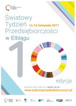 Obraz zawiera napis: Światowy Tydzień Przedsiębiorczości w Elblągu, 14-16 listopada 2017 r. , 10 edycja